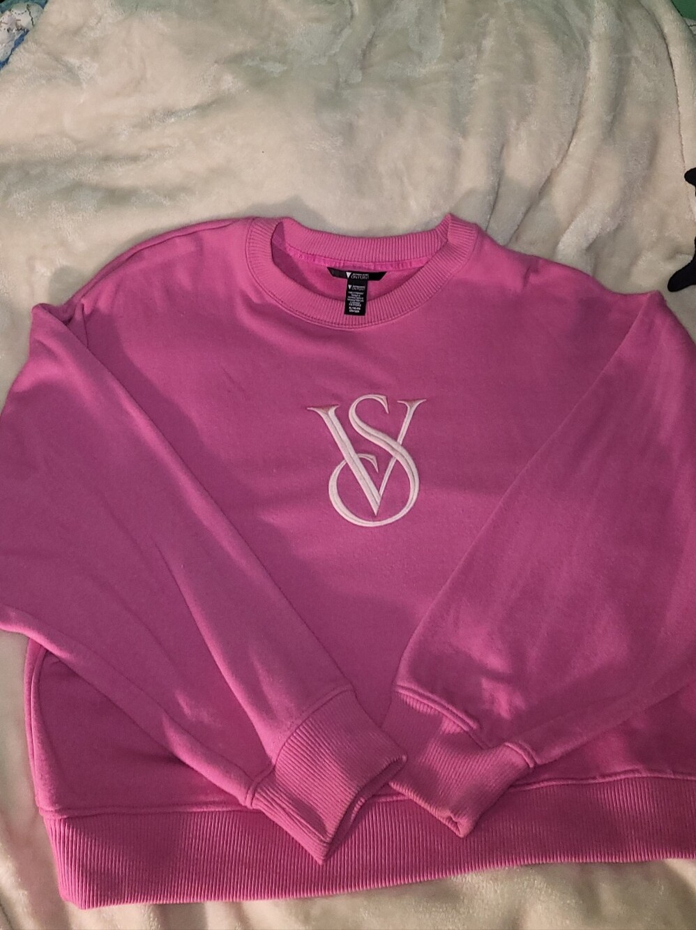 Victoria's Secret Hot Pink Crewneck with White VS Emblem